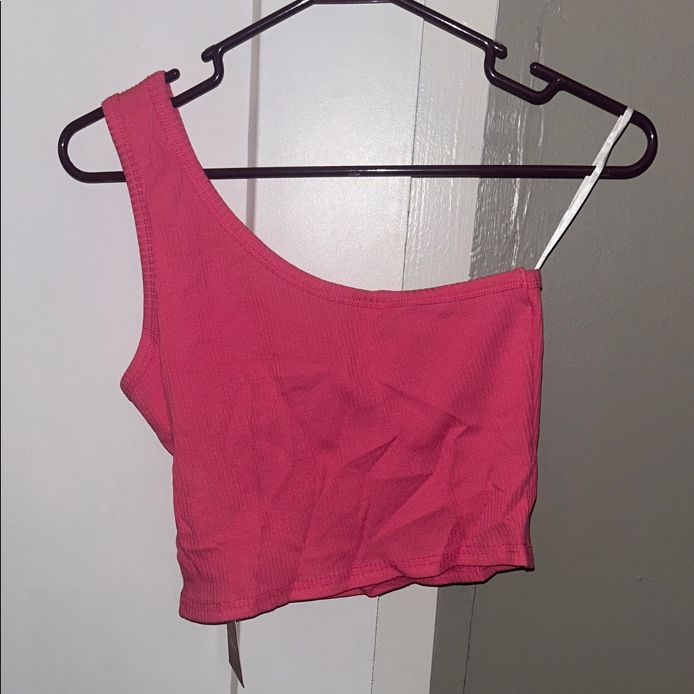NWT Verdusa One Shoulder Crop Top Pink - Medium - Picture 3 of 5